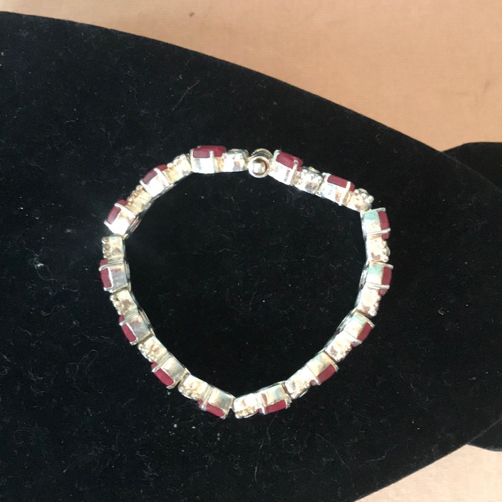 Indian Red Ruby Gemstone 925 Silver Bracelet - image 4